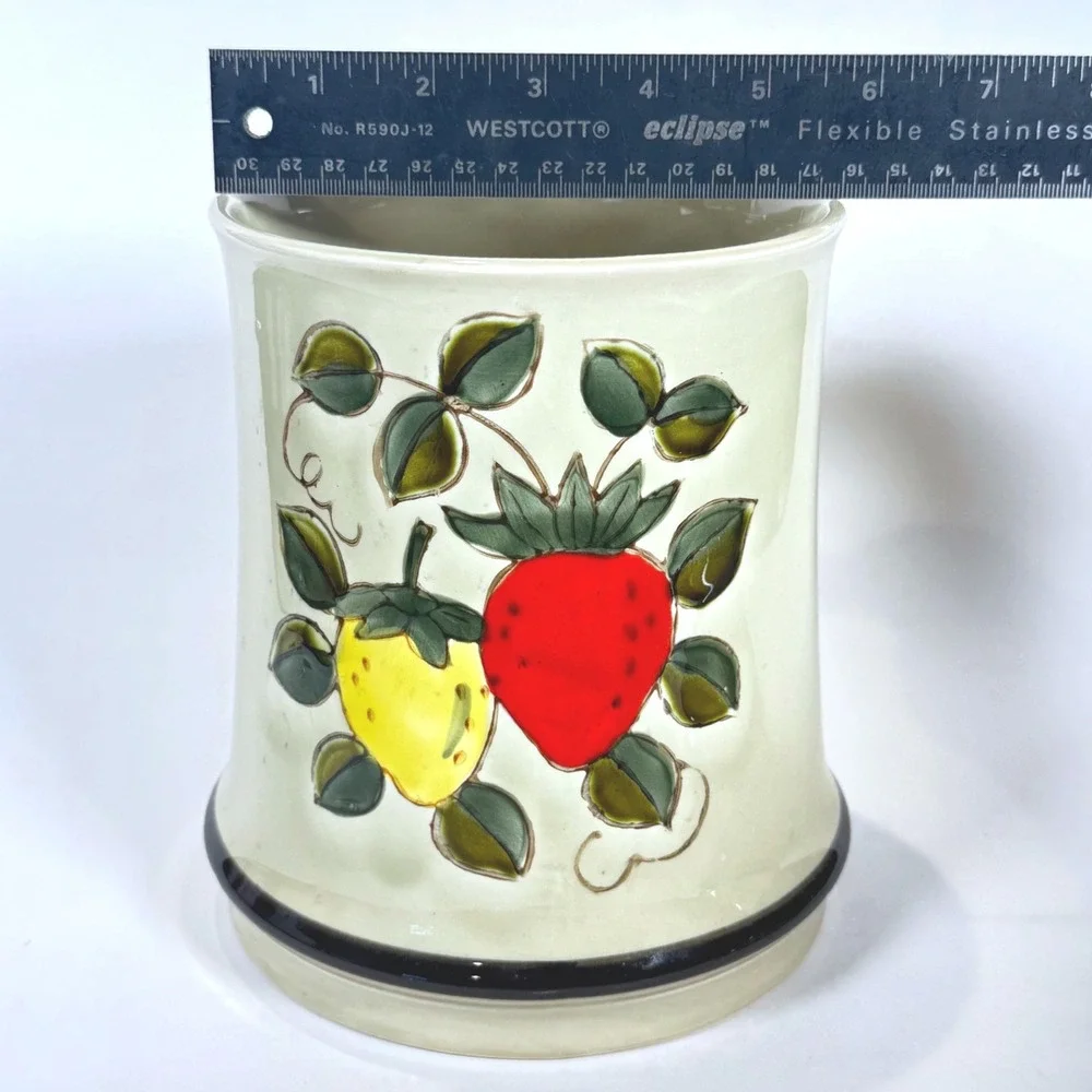 Vintage Strawberry Canister Cookie Jar Large 10